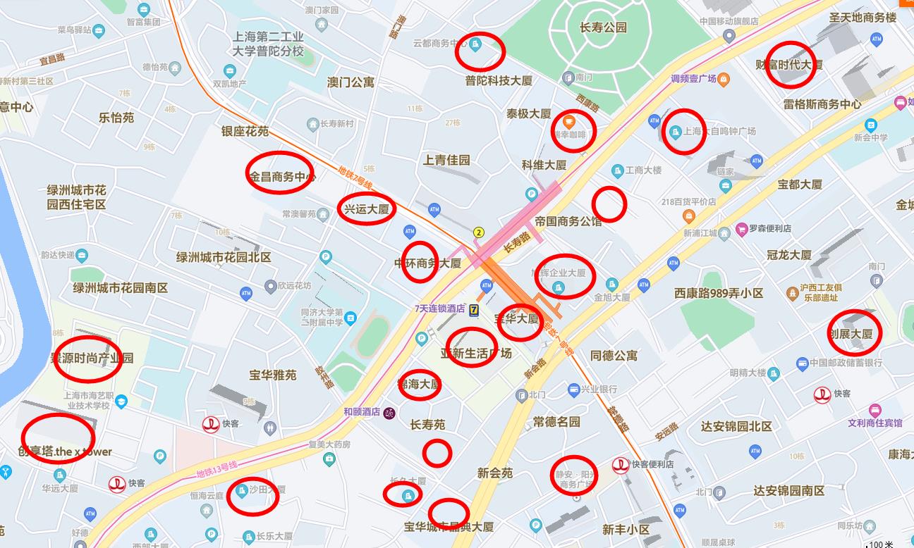 长寿路办公楼分布图